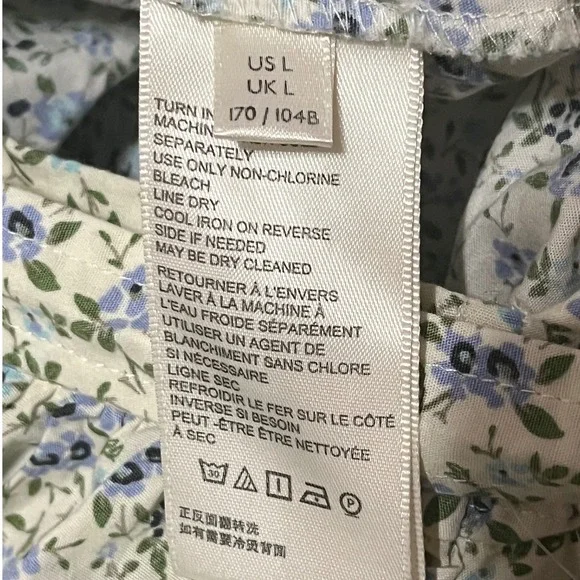 Free People Petunia Mini Dress Smocked Tea Combo Blue Size Large NWT‎ - Picture 15 of 16